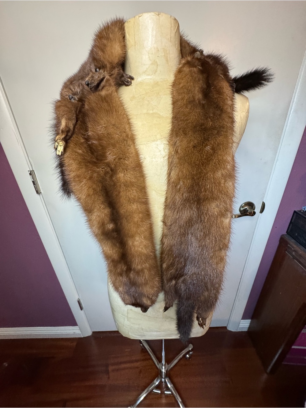 Unlisted Brown Fur Stole with Paws